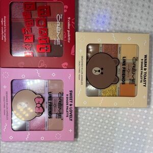 3pc set The Crème Shop Heart Breaker Eyeshadow Palette - Red, Pink, Gold